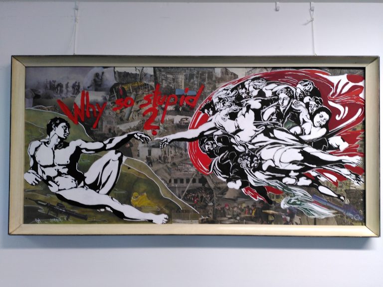 Why so stupid nach dem Fresko die Erschaffung Adams von Michelangelo